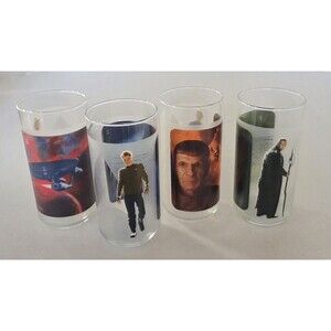 2008 STAR TREK COLLECTIBLE Drinking Glasses COMPLETE SET 4 Burger King Spock